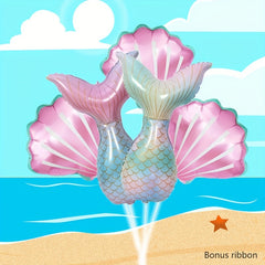 5pcs Fishtail Shell Aluminum Film Balloons Mermaid Themed Party Balloons