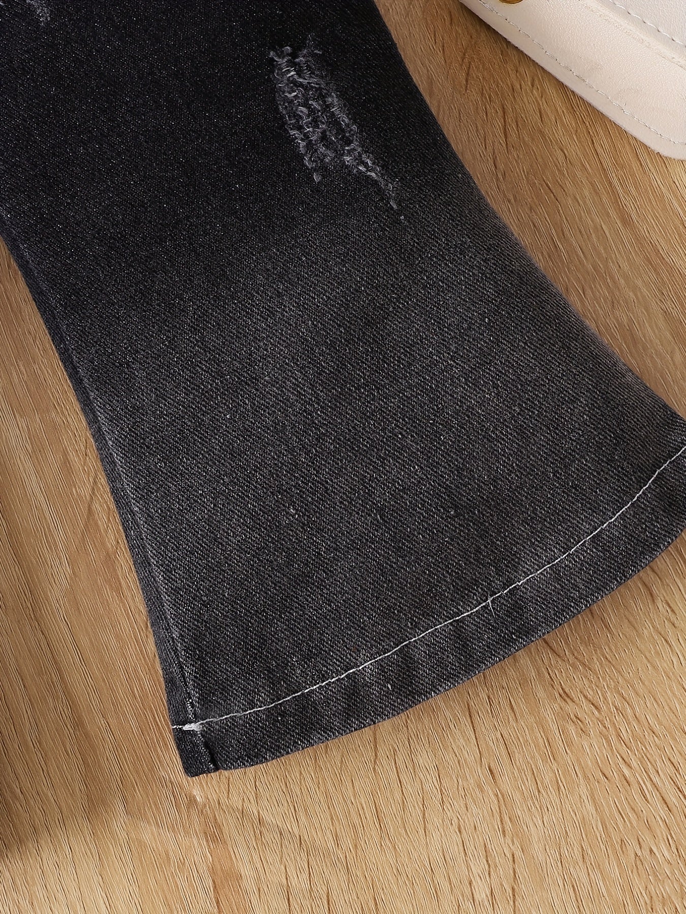 Baby Girls Casual Flared Jeans Ripped Pants