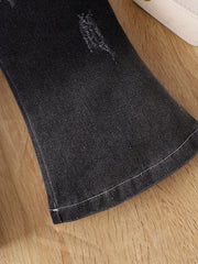 Baby Girls Casual Flared Jeans Ripped Pants
