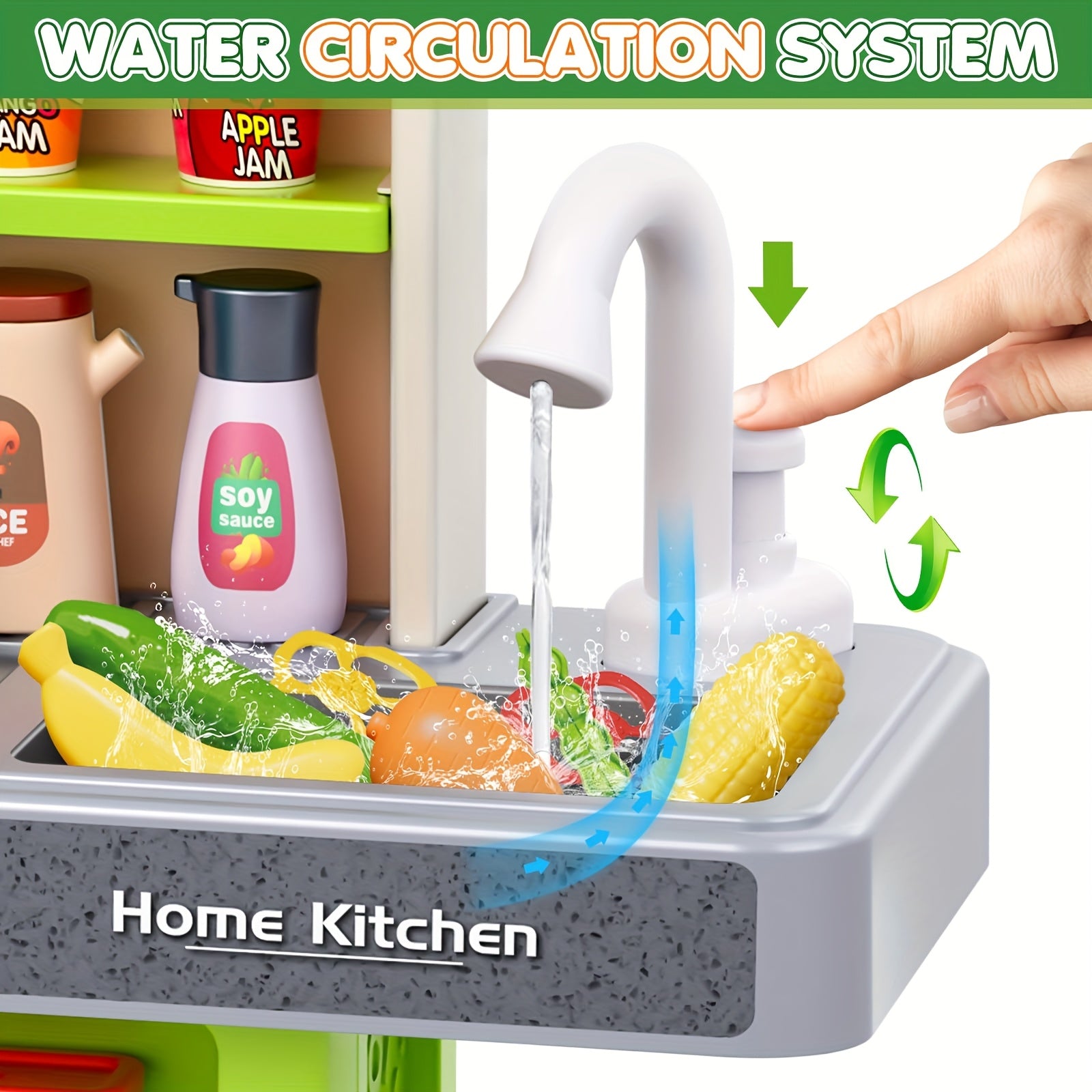 Kids Play Kitchen Set with Sound & Light - Cooking Stove and Sink
