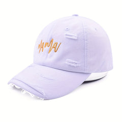 Mama Embroidery Ripped Baseball Cap Dad Hats Lightweight Sun Hat