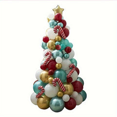 Christmas Balloon Garland Arch Kit Green Red Golden Latex Balloons