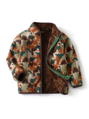 Baby Boys' Dino Printed Fleece Jacket Winter Coat