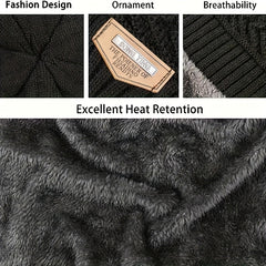 3pcs Winter Thicken Knitted Hat Plush Warm Scarf Non slip Gloves