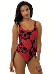 Women's Plus Size Skull Print One Piece Swimsuit