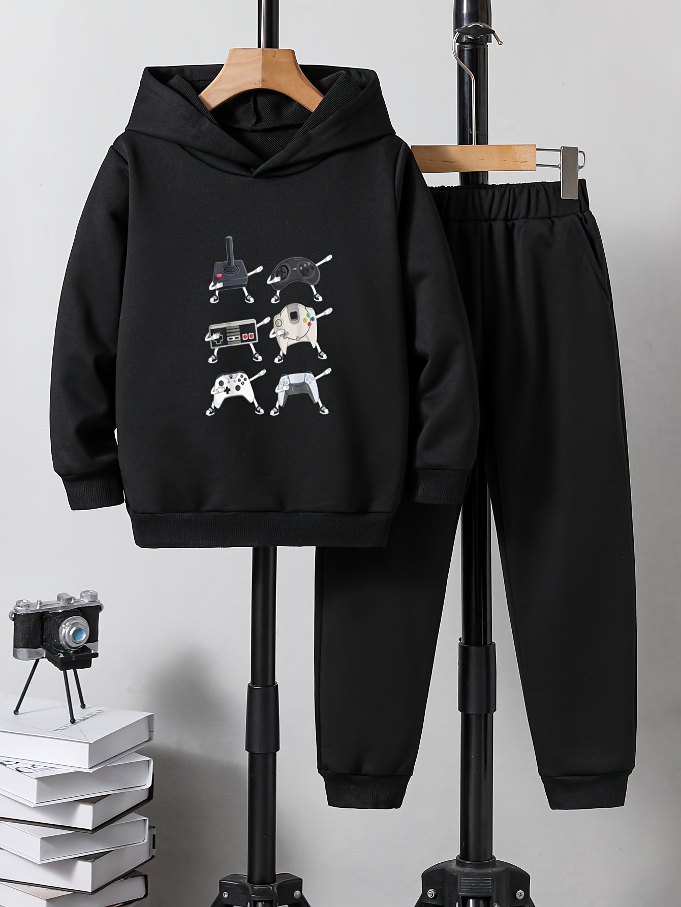 Game Controller Print 2pcs Boys Kids Hoodie & Sweatpants Set