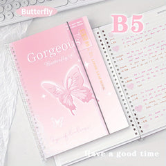 A5 B5 74 Sheets Butterfly Cover Waterproof Notebook