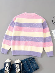 Girls' Plush Long Sleeve Knitted Sweater