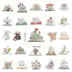 50pcs Reading Book Stickers Vinyl Decals for Journals Water Bottles Laptops Car