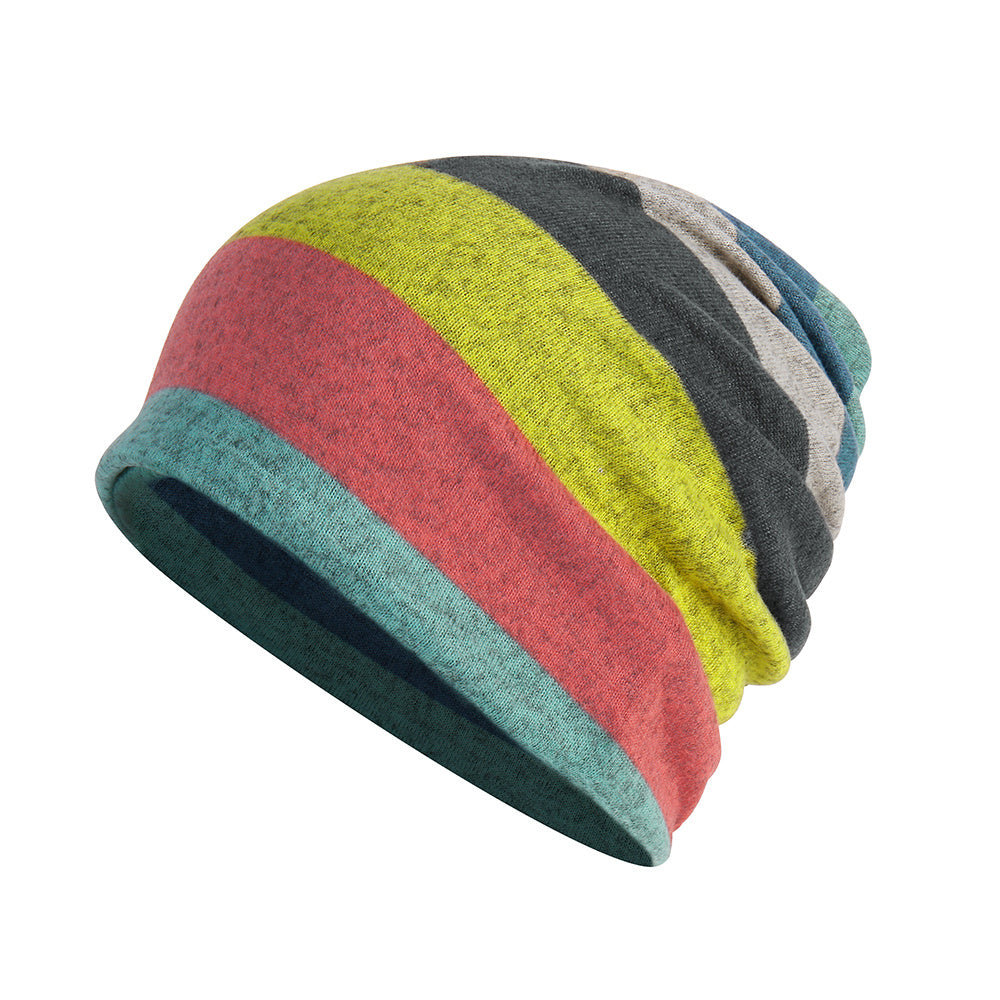 Soft Sleeping Cap Beanie Hat Unisex Stretch Stripe Cap Multifunction Headwear