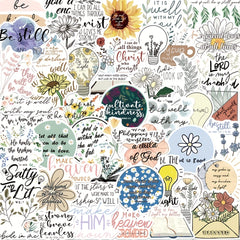 50pcs Bible Phrase Vinyl Decals Waterproof Stickers Pack for Kids Teens