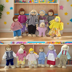 Family Doll Set Matching Outfits for Parents and Grandparents Jointed Figures