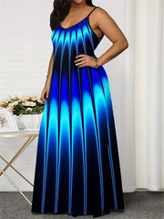 Women's Plus Ombre Print Round Neck Maxi Cami Dress