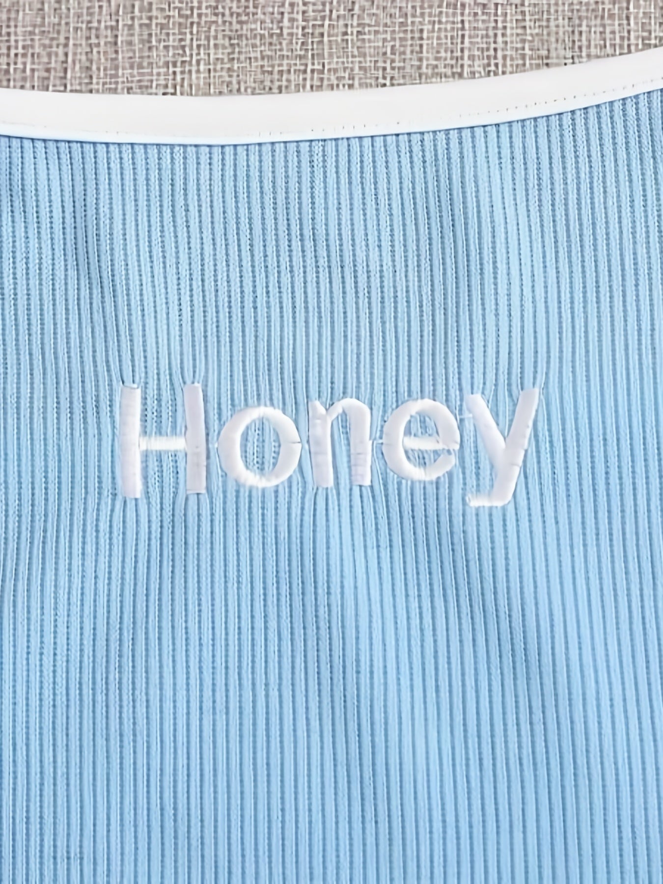 Women's Plus Ribbed Cami Top with Letter Embroidery