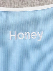 Women's Plus Ribbed Cami Top with Letter Embroidery