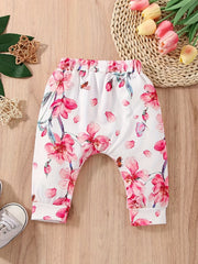 Baby Girls Floral Print Elastic Waist Pants for Spring Summer