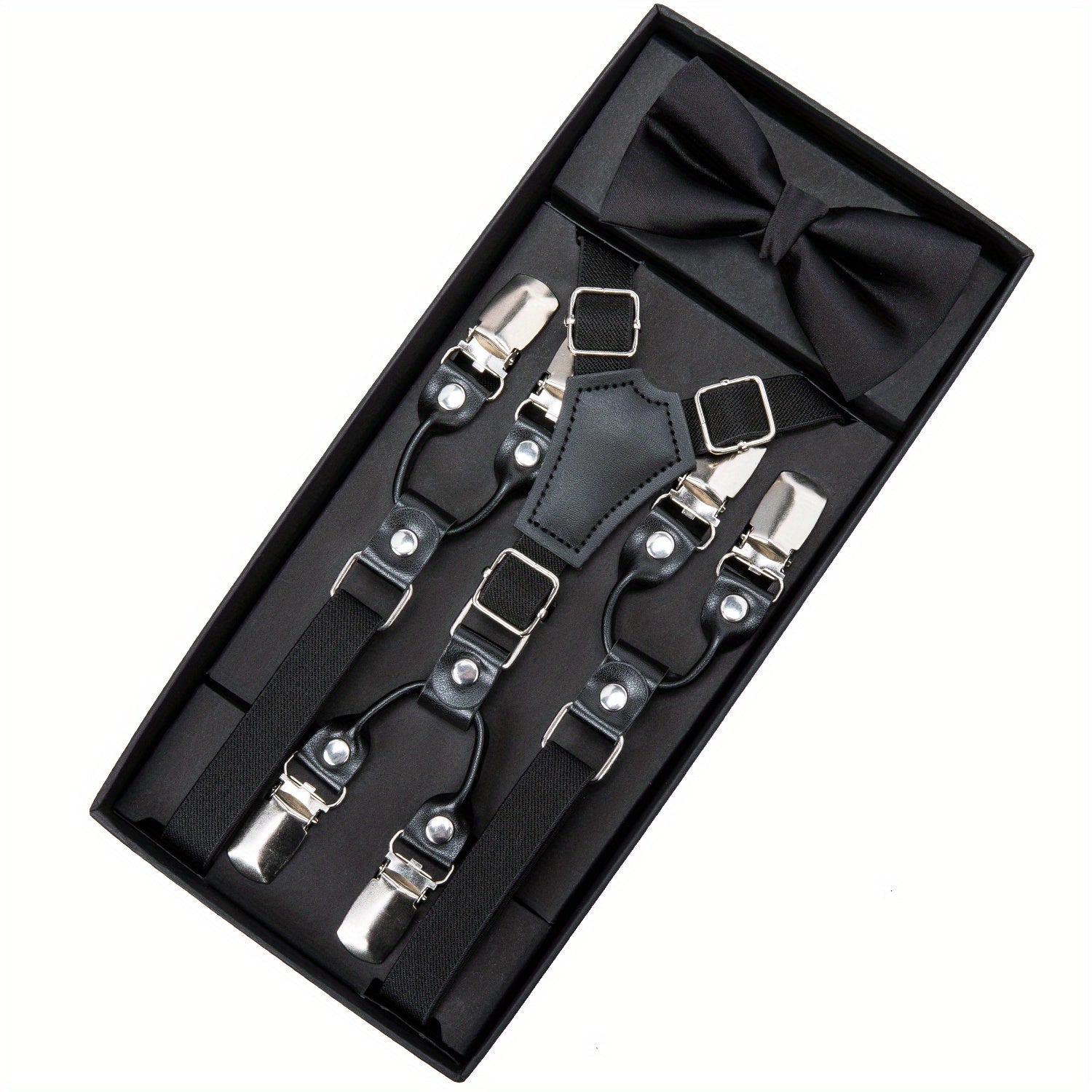 Adjustable Y-Back Suspenders Bow Tie Set