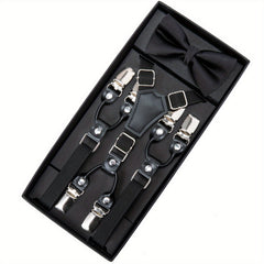 Adjustable Y-Back Suspenders Bow Tie Set