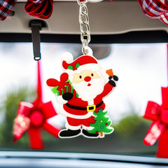 3pcs Christmas Figure & Tree Charm Keychain Party Gift PVC Rubber Pendants