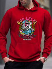 Anime Shark Print Hoodie for Men