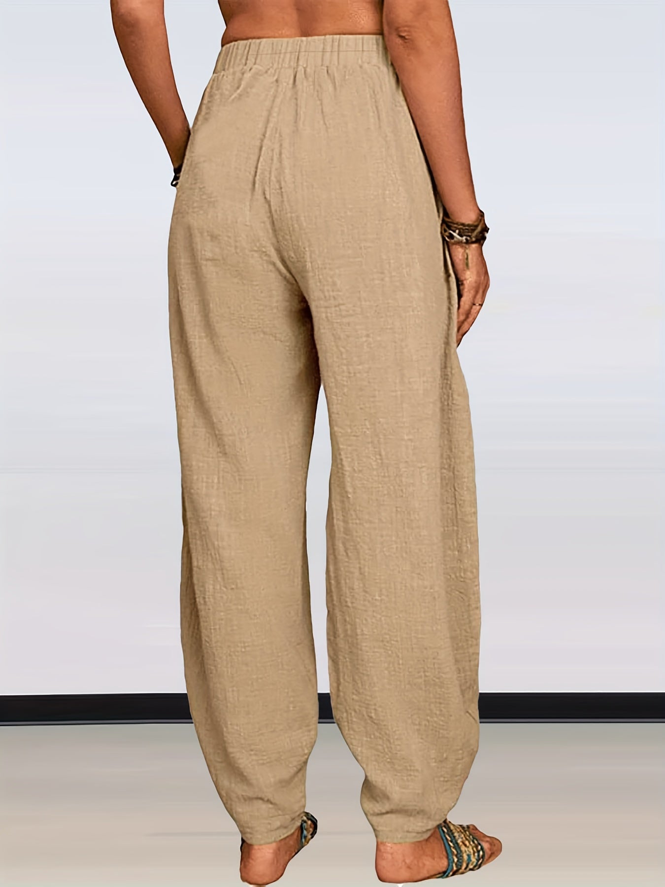 Solid Wide Leg Pants High Waist Casual Pants Women's Clothing