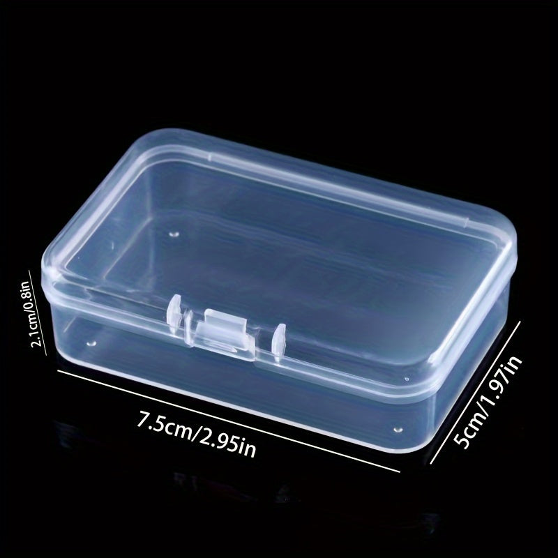 6pcs PP Plastic Transparent Storage Box Rectangular Organizer with Hinged Lid