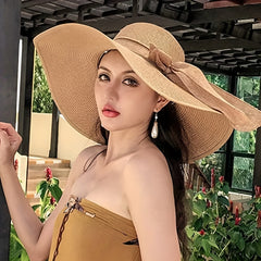 Bowknot Wide Brim Sun Hat UV Protection Straw Hat