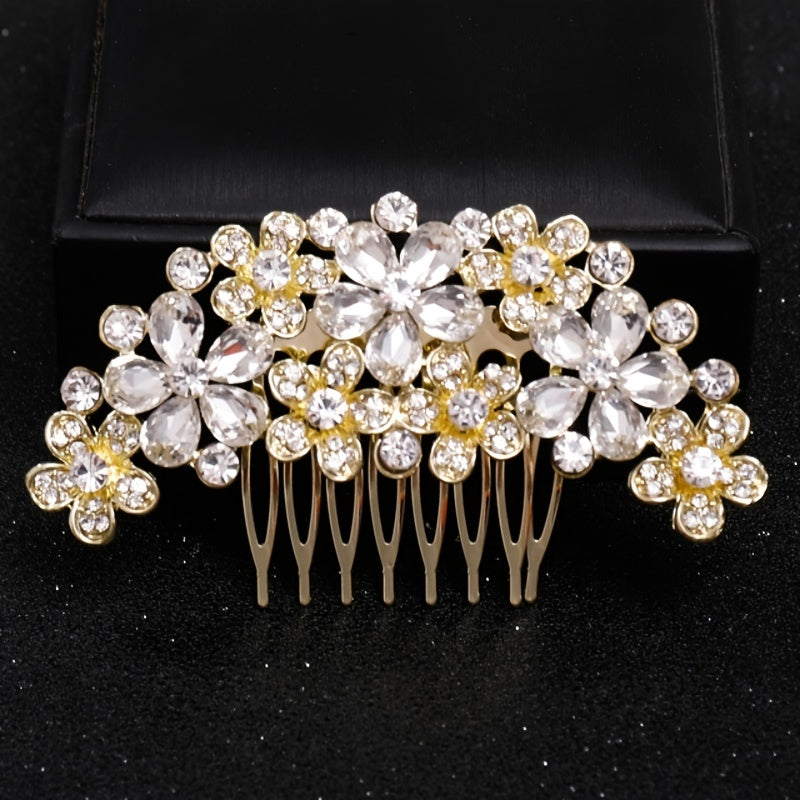 Crystal Flower Bridal Hair Comb Clip Rhinestone Wedding Hairpin