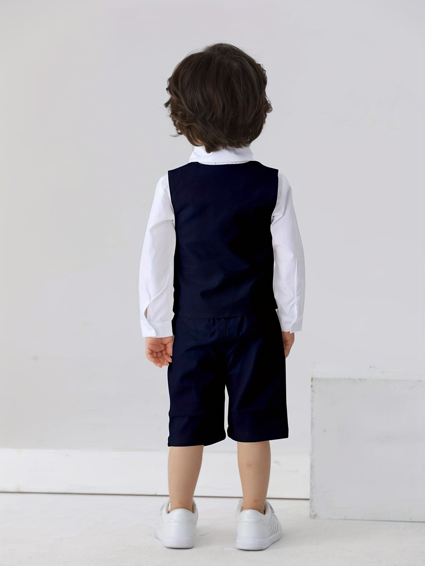Baby Toddler Gentleman Suits Dress Shirt with Bow and Vest and Shorts