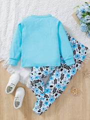 2pcs Girls Long Sleeve T Shirt BE CAREFUL WHAT Print Round Neck Tops