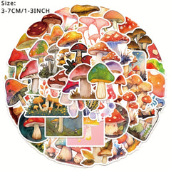 50pcs Watercolor Mushroom Series Phone Case Stickers