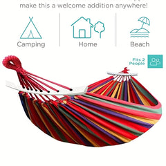 Portable Canvas Hammock Outdoor Garden Swing Bed Stripes
