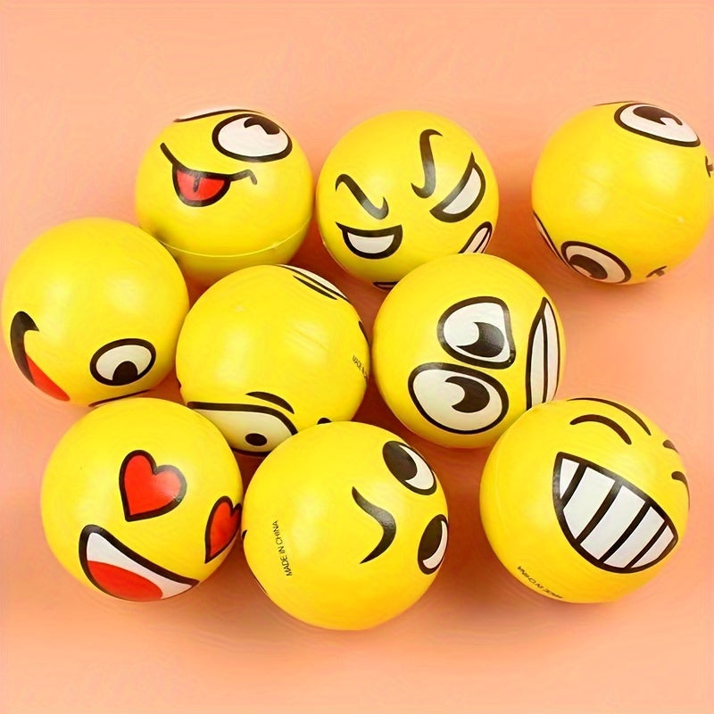 12pcs Smiling Expression Pressure Ball PU Foam Puzzle Toy