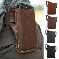 Men's Faux Leather Waist Bag Phone Case for Outdoor Sports