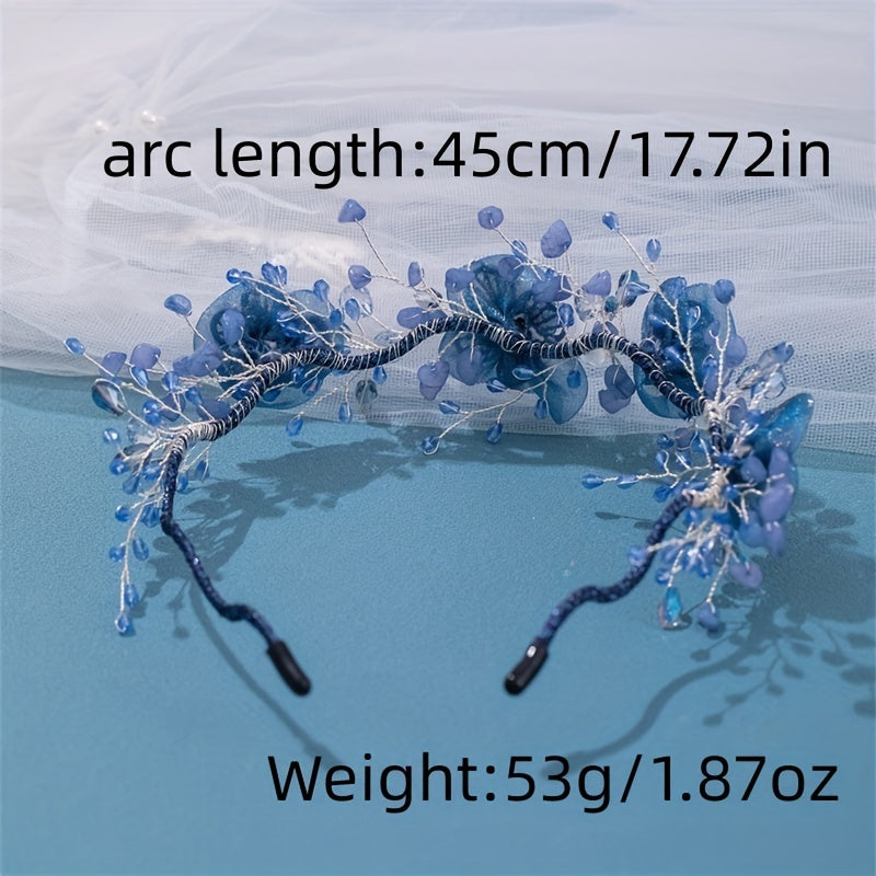 Girl's Vintage Flower Headband with Crystal Beads