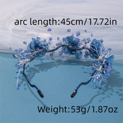Girl's Vintage Flower Headband with Crystal Beads
