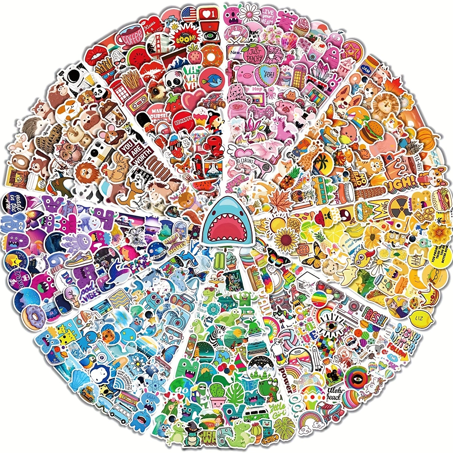 600pcs Cartoon Stickers Waterproof Vinyl Decals - Gift for Adults