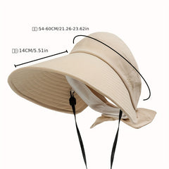 Solid Ponytail Visor Hat Wide Brim UV Protection Sun Hat