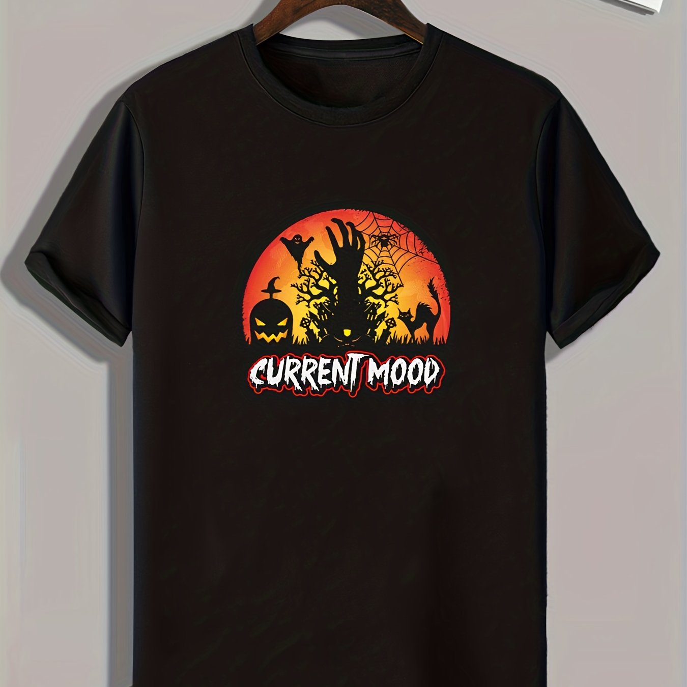Halloween Print Men's Sports T-shirt for Fitness Activities