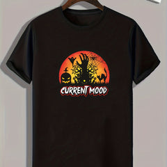 Halloween Print Men's Sports T-shirt for Fitness Activities
