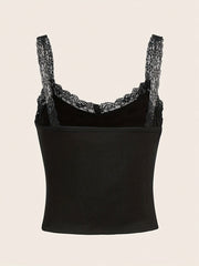 Gothic Cross Print Lace Cami Top Sleeveless Grunge Summer Top