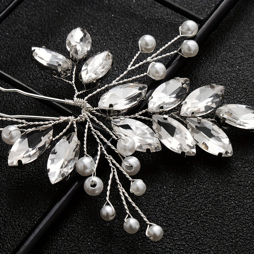 Bridal Hairpin Faux Pearl Rhinestone U shaped Hairpin Vintage