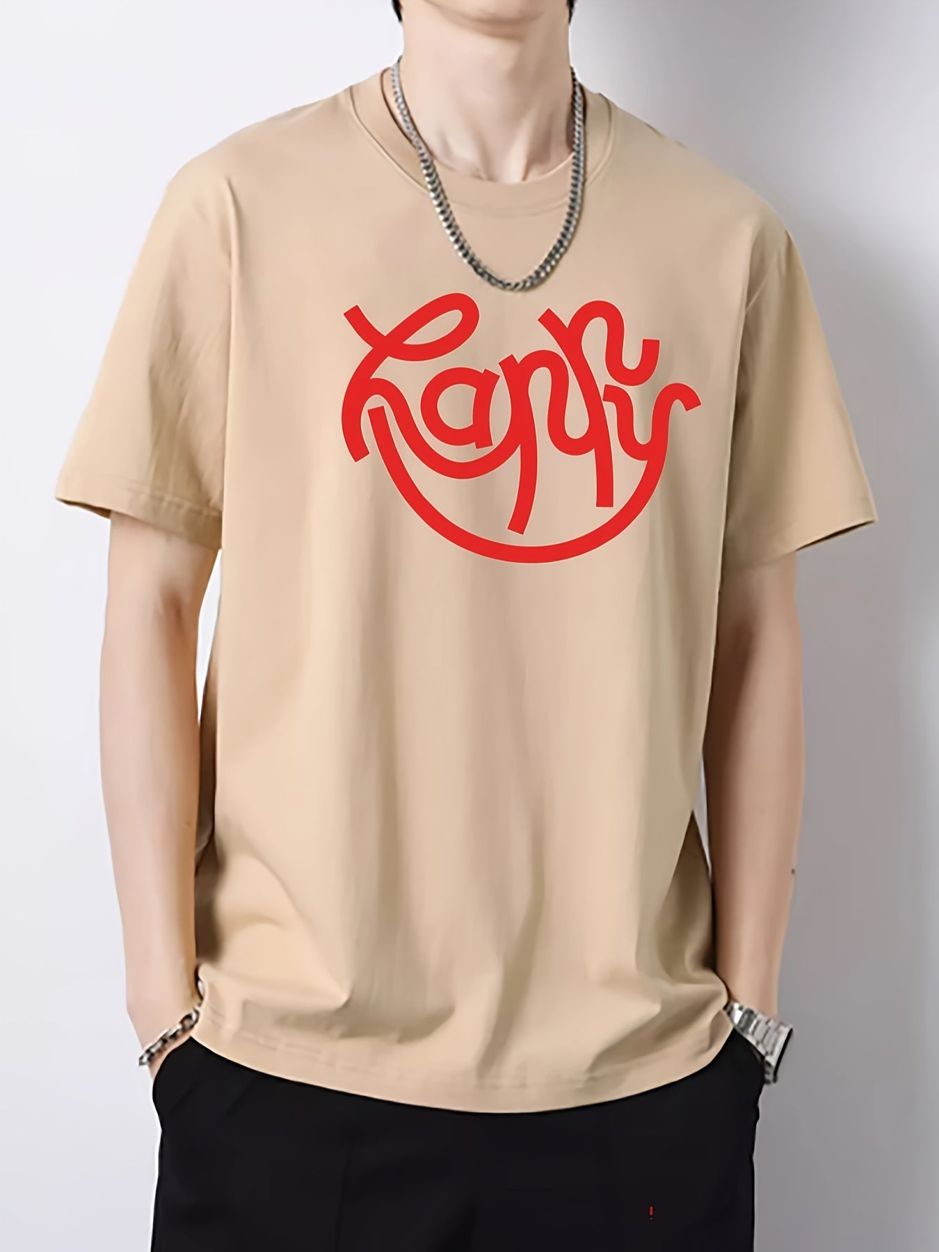 Men's Artistic Letters Print Slim Fit T-shirt