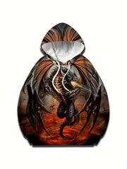 Dragon 3D Print Hoodie For Men - Graphic Pullover
