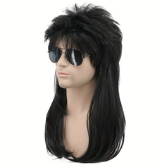 Men's Long Curly Hair Rock Costume Party Halloween Wig