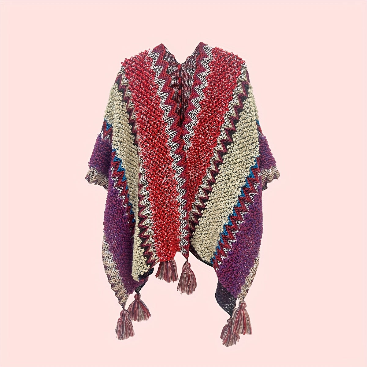 Boho Tassel Shawl Blanket Scarf Wrap Cape Windproof Poncho