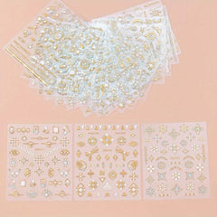 3D Bronzing Manicure Stickers Star Moon Gemstone Nail Decals
