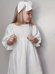 Girl's Summer Pleated Ruffle Sleeve Casual Dress