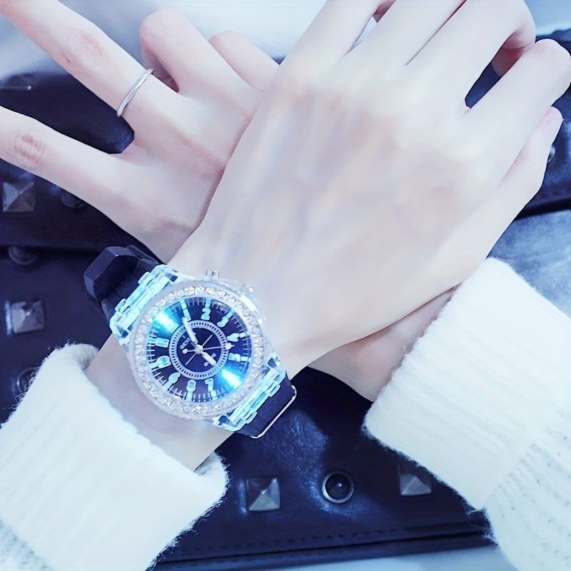 LED Rhinestone Luminous Quartz Watch - Assorted Colors