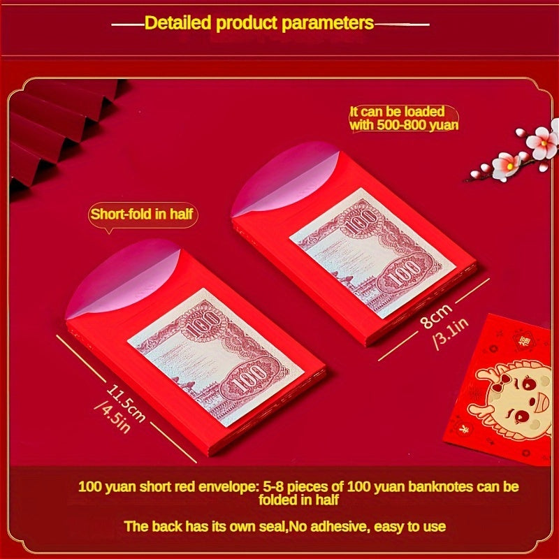 6pcs Year Dragon Red Envelope Cartoon Dragon Zodiac 3D Lucky Money Envelope